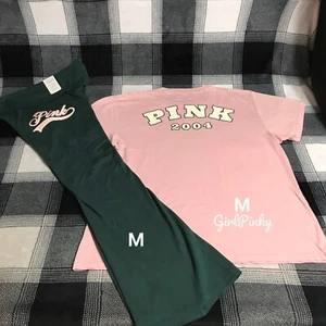 VS PINK DEEP FOREST FLARE LEGGINGS & CHALK ROSE TEE PINK 2004 LOGO GRÖSSE MEDIUM - Bild 1 von 11