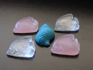 MARINA Collection mixed lot Venetian glass Cameo*5 pieces*Clear/Blue/Pink - Picture 1 of 10
