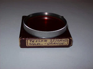 49MM ORANGE SCREW IN CHROME FILTER FOR TESSAR BIOTAR LENSES  ETC -FREE SHIPPING - Picture 1 of 3