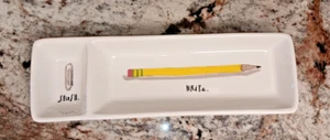 Ceramic Desk Tray for Pencils and Paper Clips, Rae Dunn, 11" long 3.25" wide - Picture 1 of 3