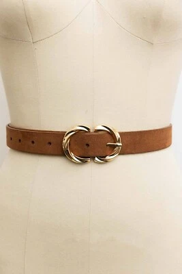 Double C Shaped Buckle Suede Belt - Image 1 of 3