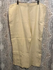 Womens Plus Size 16W Beige Linen Wide-Leg Pants Elastic Waist Relaxed Fit Lightw - Picture 1 of 8