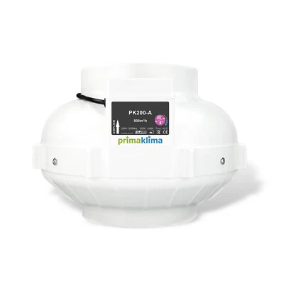PRIMAKLIMA Prima Klima PK200-A 800m³/h 200mm AC Rohrventilator 1-Stufe Grow Lüfter