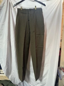 Vtg 40s Korean War Mens 28x31 Wool Serge OD 33 18 oz Field Pants Trousers USA - Picture 1 of 9