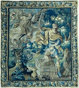 18th C Rare Antique French Aubusson Tapestry 252cm x 287cm Wool & Silk Isaac 8x9 - Picture 1 of 13