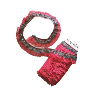 复古花边装饰褶边未使用 1 1/2 英寸宽 DIY 圣诞工艺品 6 码 — 第 1/4 张图片