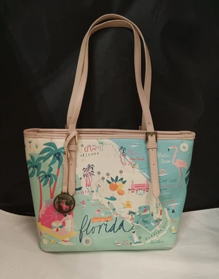 Bolso de Mano Spartina 449 Para Mujer Mediano Florida Estampado de Mapa Playa Cartera Verano 13x9x4 Foto 1 de 4