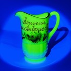 EAPG Custard Uranium Glass Hand Painted Roses San Antonio TX Souvenir Glows NICE