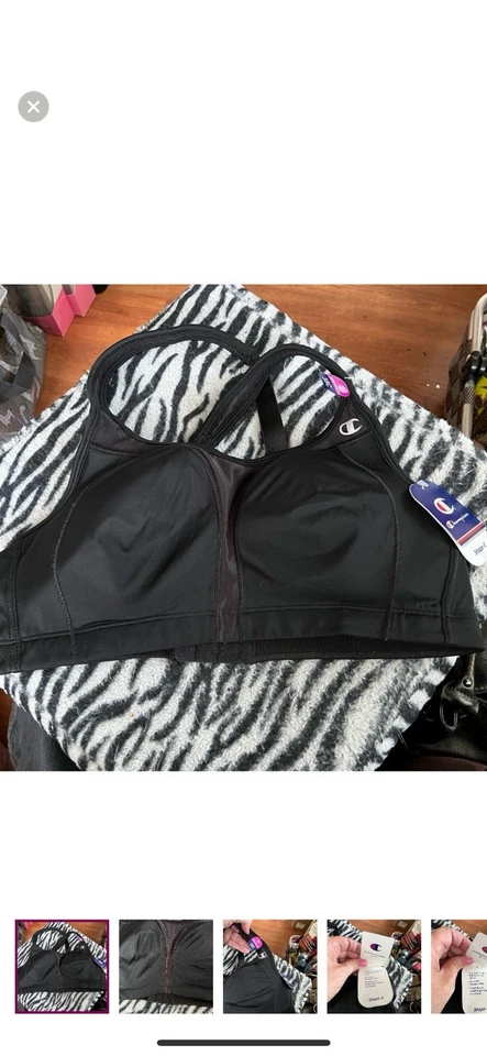 Champion Maximum Black Wireless Remov Cups Multiway Full Support Sports Bra 38C - Image 1 of 4