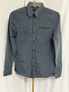 Buckle Schwarz Hemd Langarm Button Down Blau Herren Größe Small Slim Fit - Bild 1 von 17