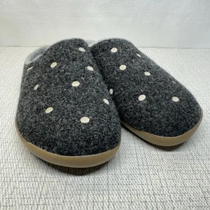 COSYFEET PUREWOOL Donna Grey Polka Dot Slip On Mule Slippers 7 - Picture 1 of 6