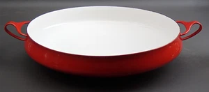 Vintage Mid Century Modern Dansk Large 17" RED/Orange Enamel Paella Pan NICE - Picture 1 of 8