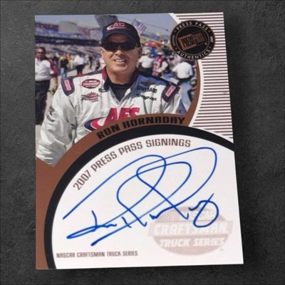 Ron Hornaday PACK PULLED NASCAR CHAMP HOFer signed card 2007 PRESS PASS SIGNINGS - Image 1 of 2