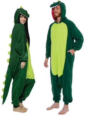 Funziez! Disfraz de dinosaurio - Cosplay Trex - Pijama de una pieza de reptil (di... verde Foto 1 de 4