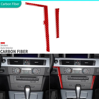 Cubierta lateral de CD de consola central de fibra de carbono roja para BMW Serie 3 M3 E90 05-12 Foto 1 de 4