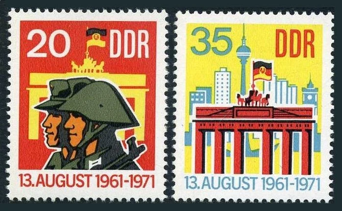 Germany-GDR 1316-1317, MNH, Michel 1691-1692. 10th years of Berlin Wall, 1971. - Image 1 of 1