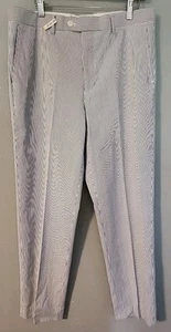 Tailor Byrd Blue White Pinstiped Pants Mens Sz 34x29 Trousers Golf Career - Picture 1 of 4