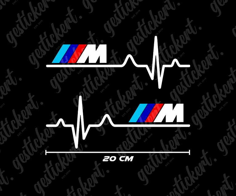 2 adesivi battito cardiaco 20 cm M adatti per BMW Heartbeat Tuning sticker decalcomania - Immagine 1 di 1