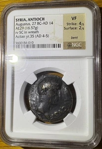 RARE Roman Antioch Augustus Caesar AE29 SC 27 BC-AD 14 NGC VF Ancient Coin - Picture 1 of 4