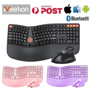 Meetion Ergonomic Wireless Keyboard Mouse Set Bluetooth 2.4G Cordless Laptop AU - Photo 1/23