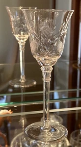 Rock Sharpe Thistle Etched Crystal Glass Stemware Set 7” RKA5-1 - Picture 1 of 5