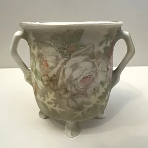 Antique Royal Bayreuth Rose Tapestry Porcelain Footed Handled Cigarette Holder - Picture 1 of 9