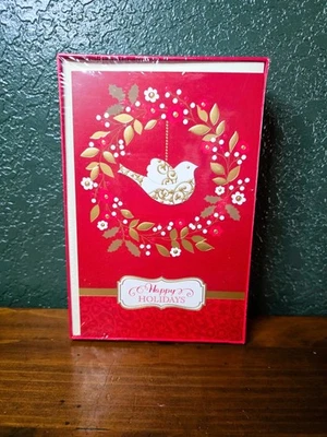 Tarjetas de Navidad Hallmark Paz Paloma Blanca y Dorada en una Corona 40 Tarjetas (NUEVAS) Foto 1 de 2