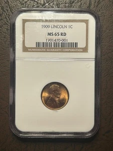 1909 Lincoln Wheat Cent NGC MS65 RD 1st Year of Issue Gem BU - Picture 1 of 2
