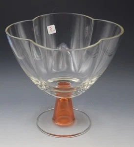 CALDIER GLASS ITALY BICOLOR FOOTED COMPOTE BOWL ART GLASS QUATREFOIL 8" - Picture 1 of 7
