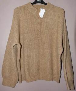 NOBODY'S CHILD STRICKPULLOVER HALBKNOPF BISCUIT GRÖßE UK XL GR. 20-22 - NEU - Bild 1 von 4
