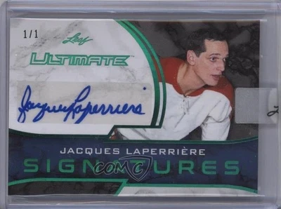 2018 Leaf Ultimate Signatures Green 1/1 Jacques Laperriere #US1-JL1 Auto HOF 0f4 - Image 1 of 3
