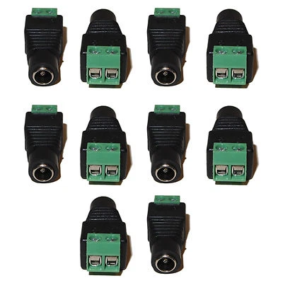 10pcs CCTV Camera DC Female Power Plug Jack Adapter Cable Socket 5.5mm x 2.1mm - Image 1 of 4