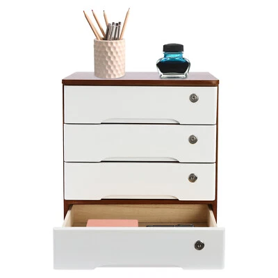 Wooden Desktop Storage Cabinet 15.75*11.02*15.94 in Desk Storage Box Lockable - Image 1 of 4