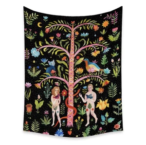 Tapestry “Adam and Eve” Wall Hanging Decor 60” x 51” - Art Depot - Picture 1 of 2