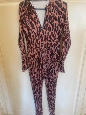 Women Sexy Zipper Long Sleeve Leopard Bodysuit Jumpsuit  Catsuit Clubwear - Image 1 of 2