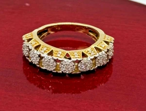 14K Solid Yellow Gold Round Diamond Mens Diamond Pinky Ring Size 6.5 - Picture 1 of 8
