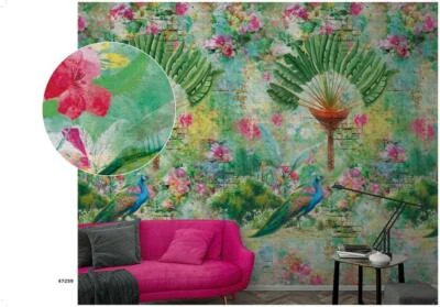 Marburg Tapete 47259 Pfau Blüten Wand Wandbild Paneele Wandpaneele Vlies  - Bild 1 von 4