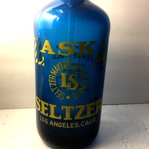 VINTAGE LASKA BLUE SELTERS FLASCHE LOS ANGELES CALIFORNIA TSCHECHISCHES GLAS - Bild 1 von 4