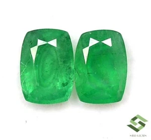 7x5 mm Certified Natural Emerald Cushion Cut Pair 1.66 CTS Untreated Loose Gems - Picture 1 of 6