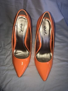 Cupid Orange Platform Pumps Sz 7 - Picture 1 of 8