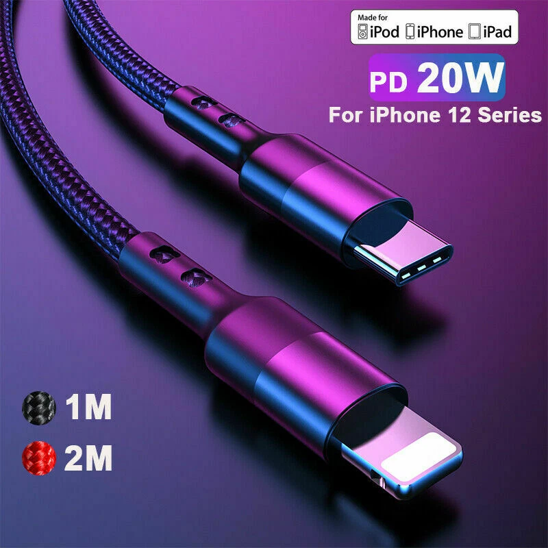 20W Type-C USB C to iPhone PD Fast Charger Charging Cable for 13 12 11 Pro Max - Image 1 of 4