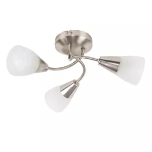 Brushed Chrome Ceiling Light Fitting 3 Way Semi Flush Frosted Shades Lighting - Picture 1 of 9