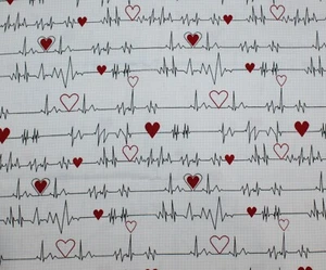 1 Yard of Medical EKG 100% Cotton Screen Print - Picture 1 of 2
