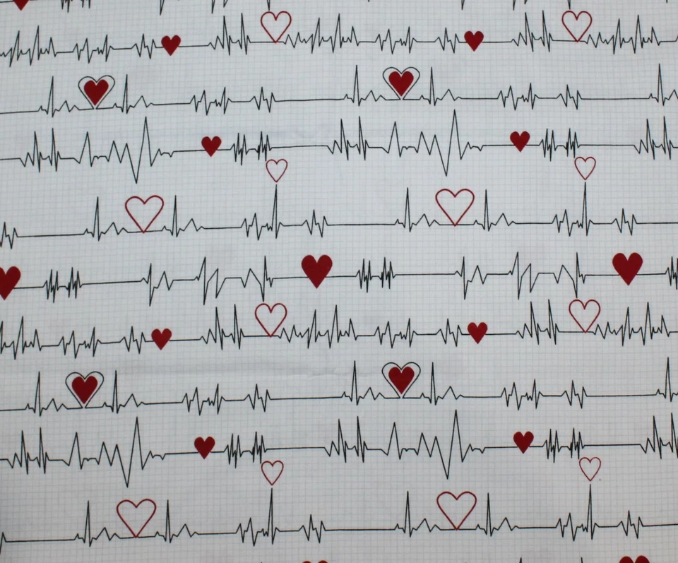 Serigrafía 100 % algodón ECG médico de 1 yarda Foto 1 de 2