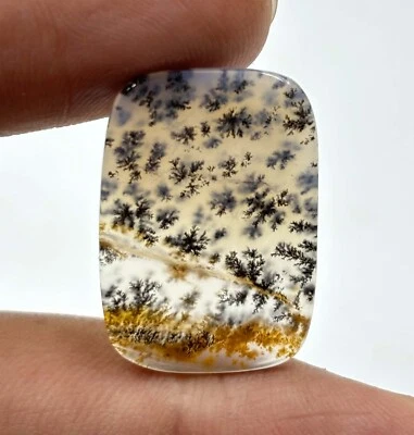 Cojín delicado natural de ágata escénica de 10 quilates piedras preciosas sueltas 27x19x03 mm KJ-659 Foto 1 de 4