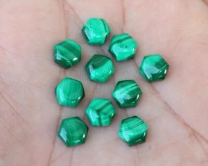 Natürlicher Malachit Sechseckform flache Rückseite Cabochon lose Edelstein Großhandel Posten - Bild 1 von 14