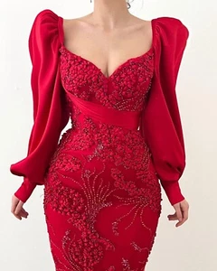 New red Tulle Prom Dress Straps Lace Bodice Party Women Wedding Sequins - Picture 1 of 5