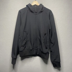 Members Only Black Hooded Jacket Mens Size L Zip Front & Pockets - Picture 1 of 7