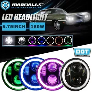 4PC 5.75" LED Headlights Hi/Lo RGB Ring bluetooth for 1958-1978 Chrysler Newport - Foto 1 di 12