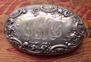 Vintage Hand Made Sterling Silver Cast Letters RMC Western Belt Buckle - Picture 1 of 4